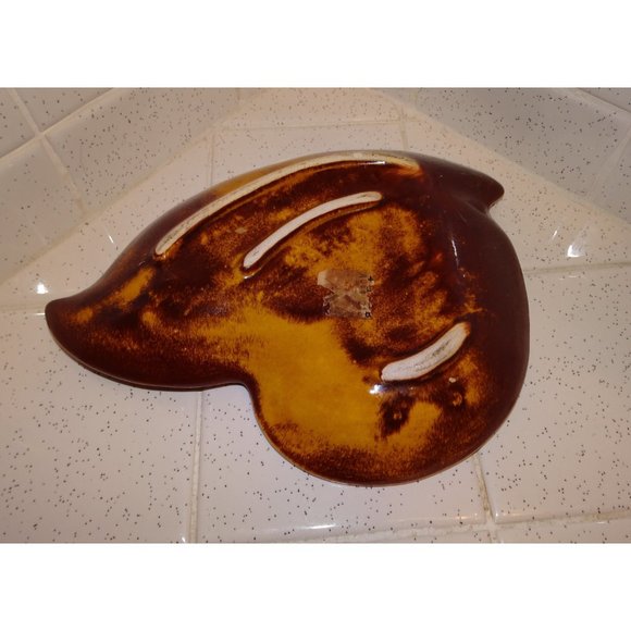 Vintage Ceramic Leaf Serving Dish or Trinket Dish 1970s mcm retro decor atomic - Picture 12 of 12